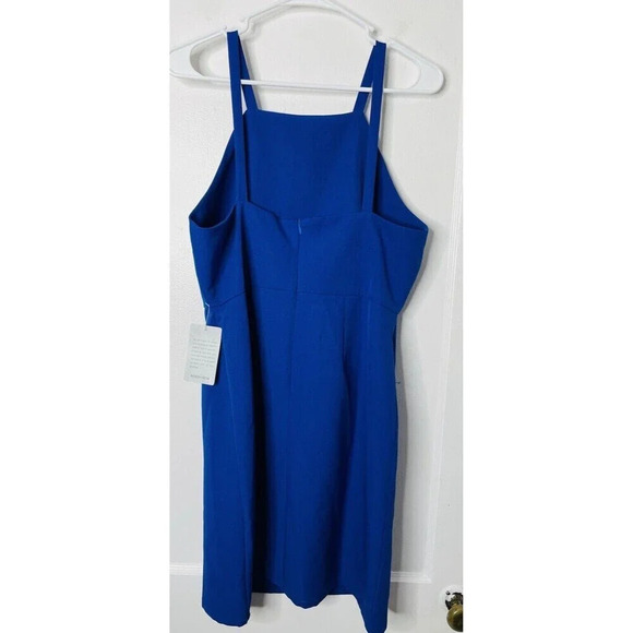 NSR Napean Sea Rd Sheath Dress Large Cobalt Blue Square Neck 90s Style Classic - Picture 2 of 15
